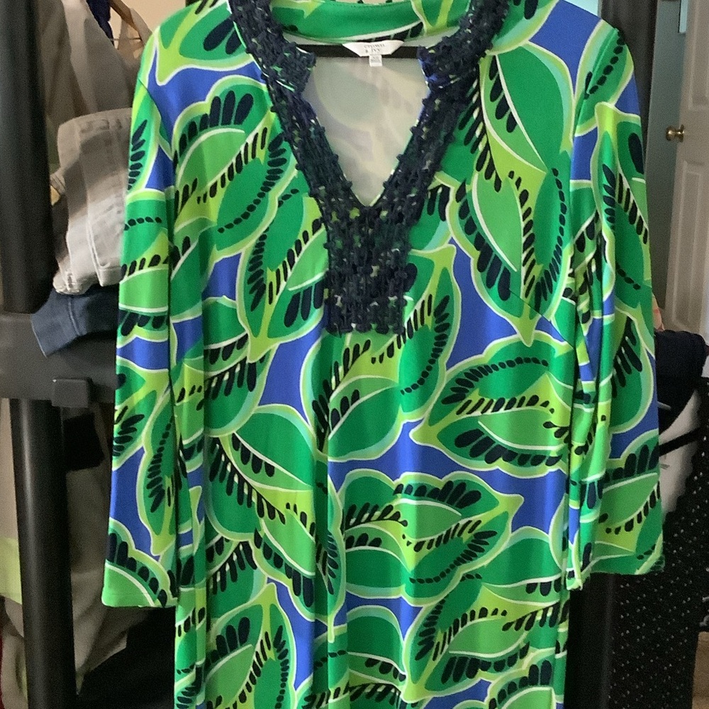 Crown & Ivy Green and Blue Patterned knit‎ Dress, XS